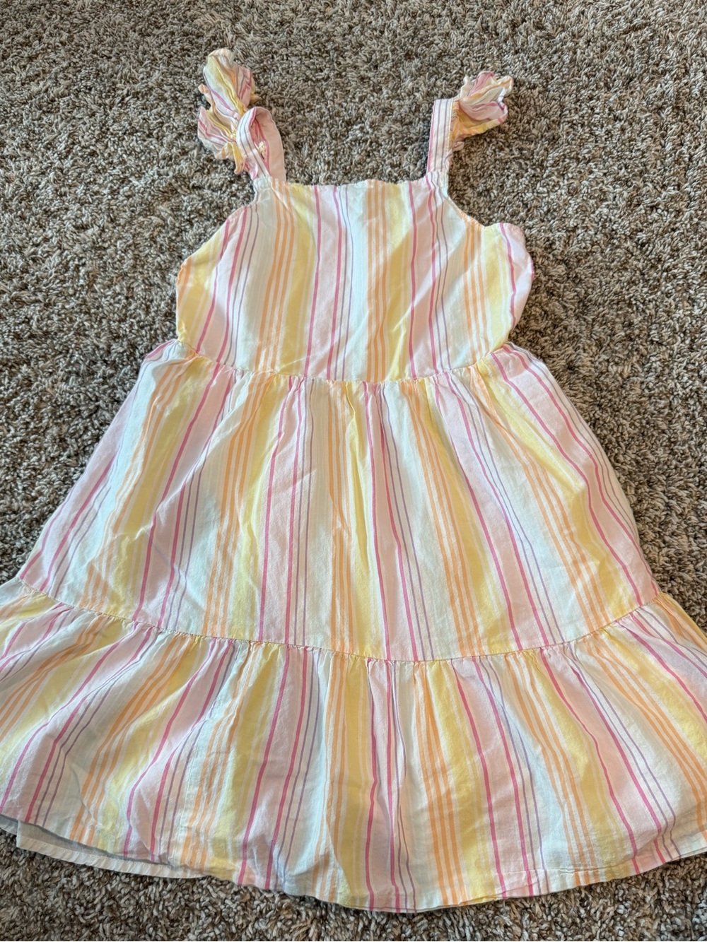 jumping beans Pastel Stripe Tiered Sundress in Yellow & Pink